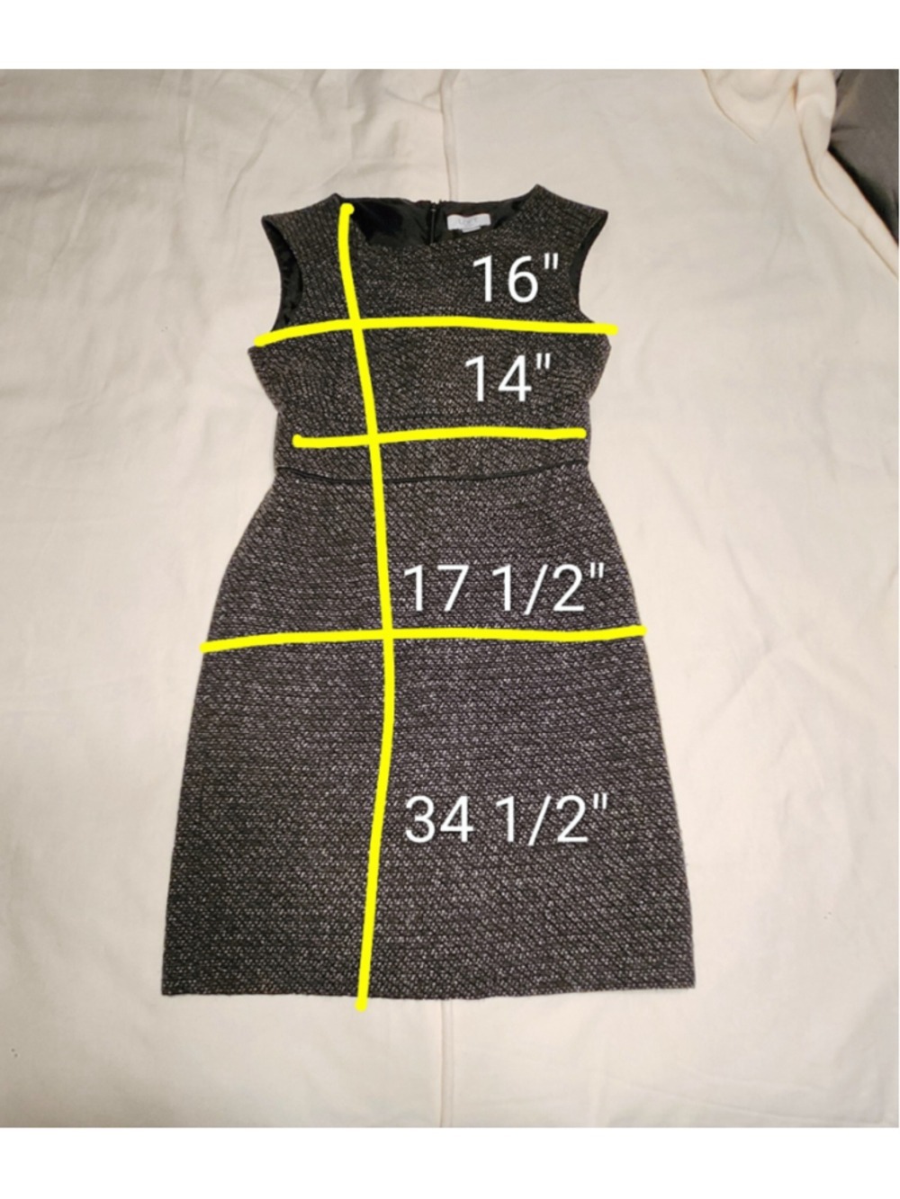 Ann Taylor LOFT Black and White Tweed Front Pleat Career Sheath Dress 2 Petite - Picture 10 of 10